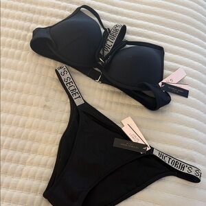 Victoria's Secret Black Bikini with Embellished Straps